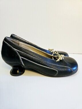 Vintage John Fluevog Minstrel Adiago Pumps Size 11 Black Leather Heels